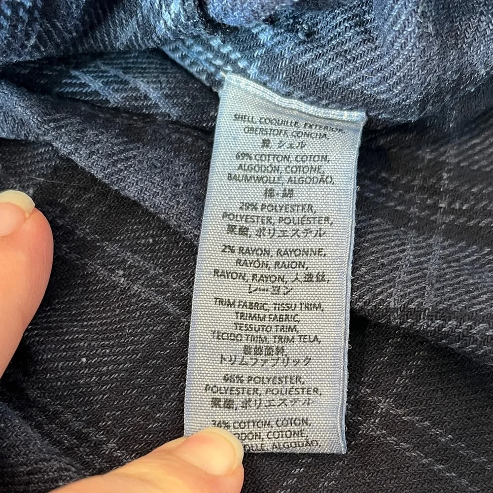 Free People Navy Plaid Shirt Jacket